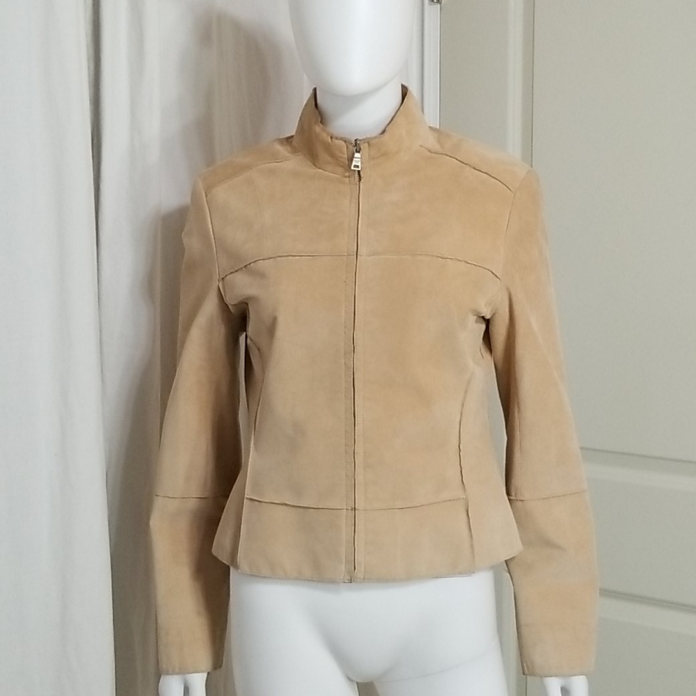 Andrew Marc Small Basic Tan Leather Jacket Zipper… - image 2